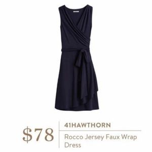41 Hawthorn Rocco Faux Wrap Jersey Dress Navy Blue Size Small